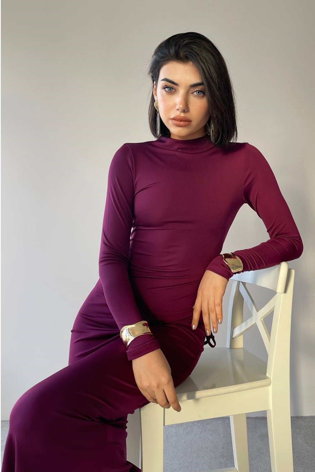 Midi-Abendkleid mit Schlitz