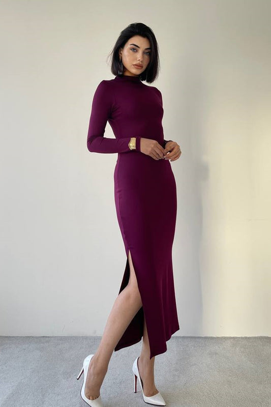 Midi-Abendkleid mit Schlitz