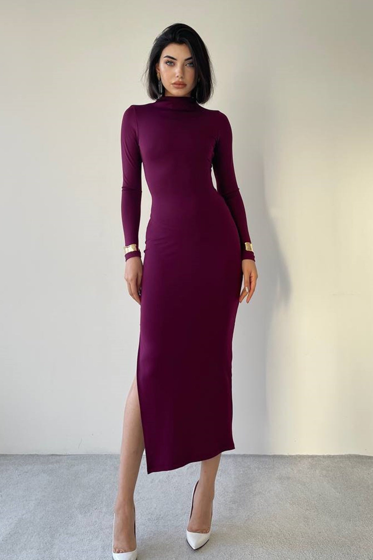 Midi-Abendkleid mit Schlitz