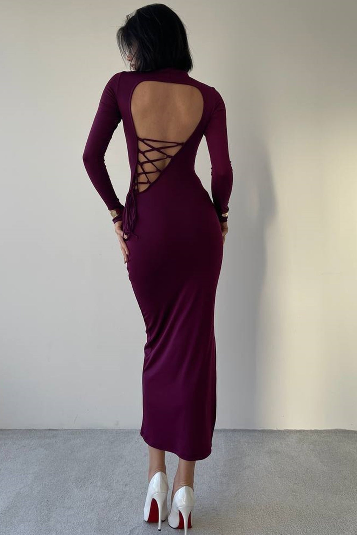 Midi-Abendkleid mit Schlitz