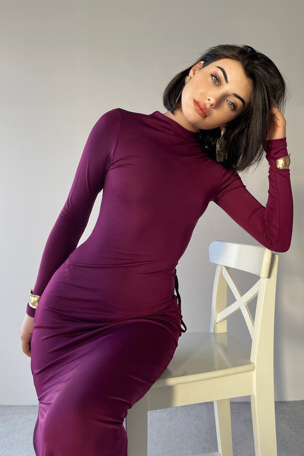 Midi-Abendkleid mit Schlitz