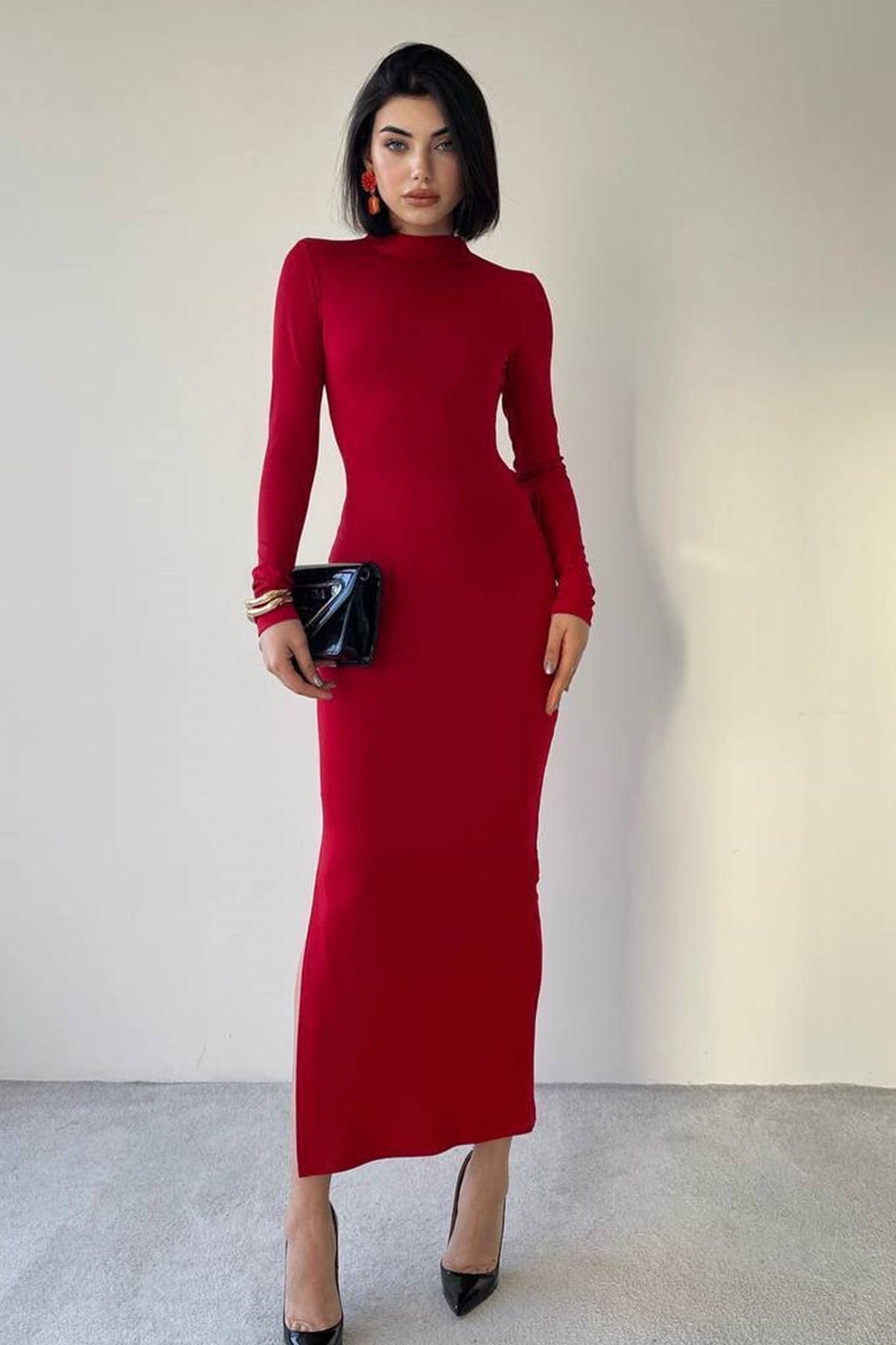 Midi-Abendkleid mit Schlitz