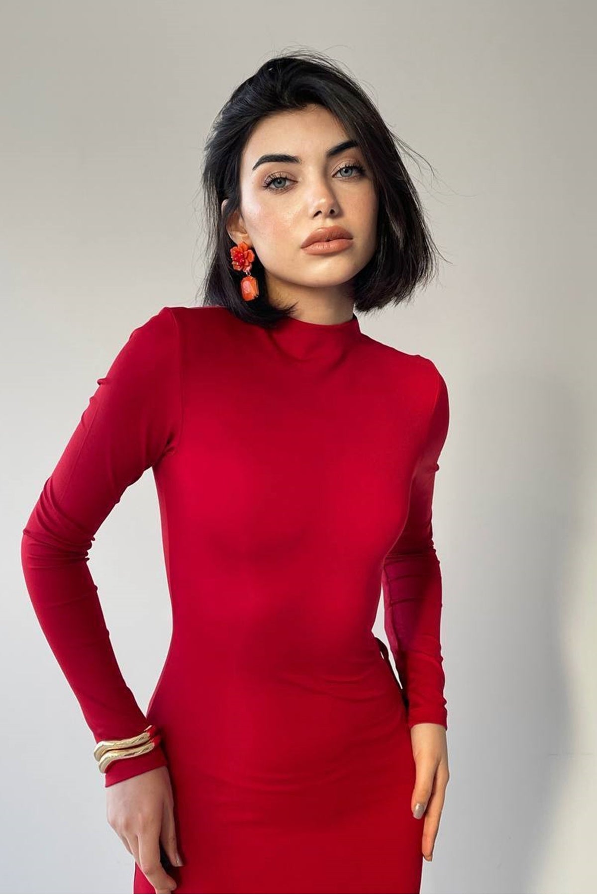 Midi-Abendkleid mit Schlitz