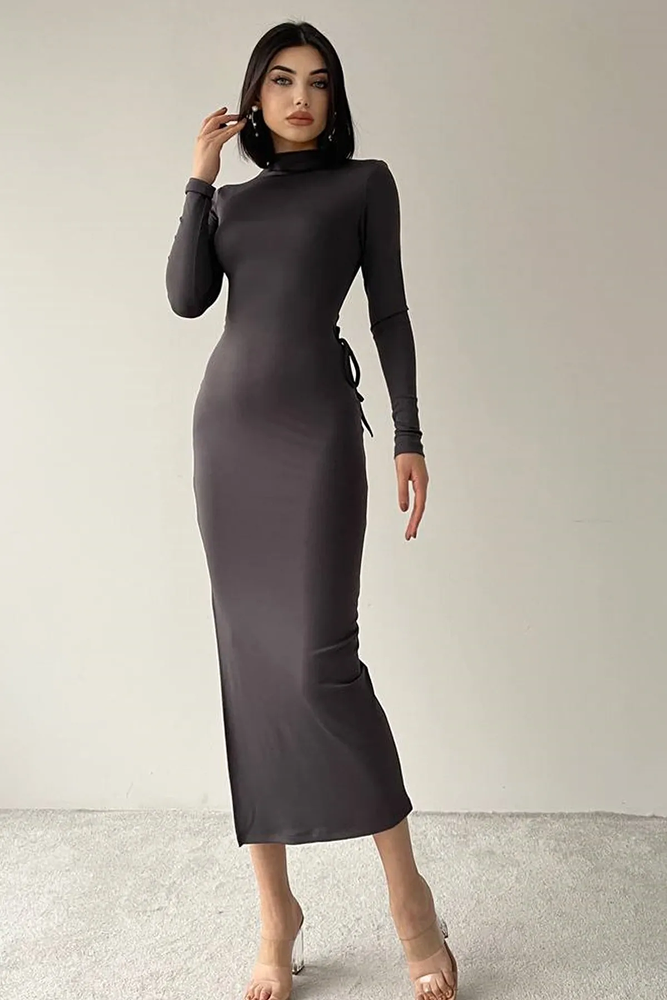 Midi-Abendkleid mit Schlitz