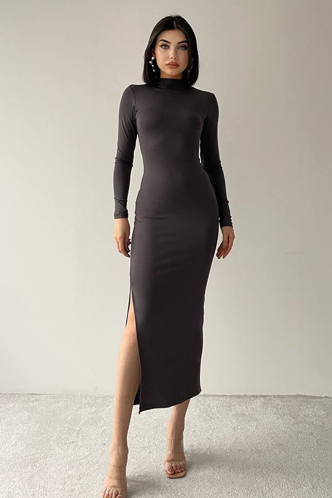 Midi-Abendkleid mit Schlitz
