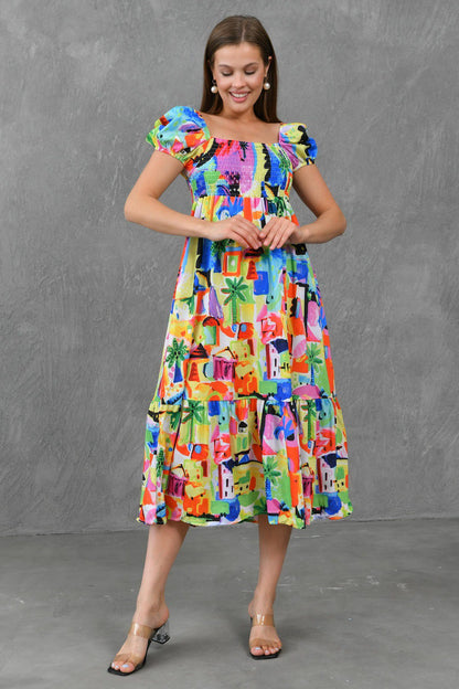 Maxikleid mit eckigem Ausschnitt