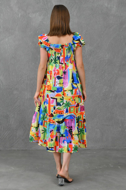 Maxikleid mit eckigem Ausschnitt