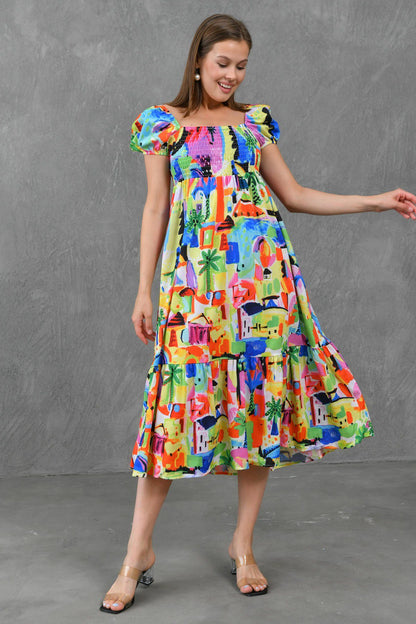 Maxikleid mit eckigem Ausschnitt