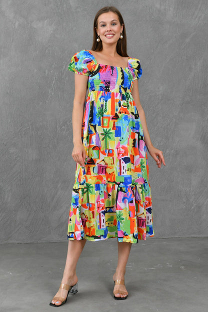Maxikleid mit eckigem Ausschnitt