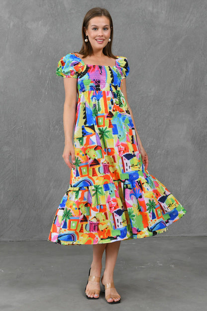 Maxikleid mit eckigem Ausschnitt