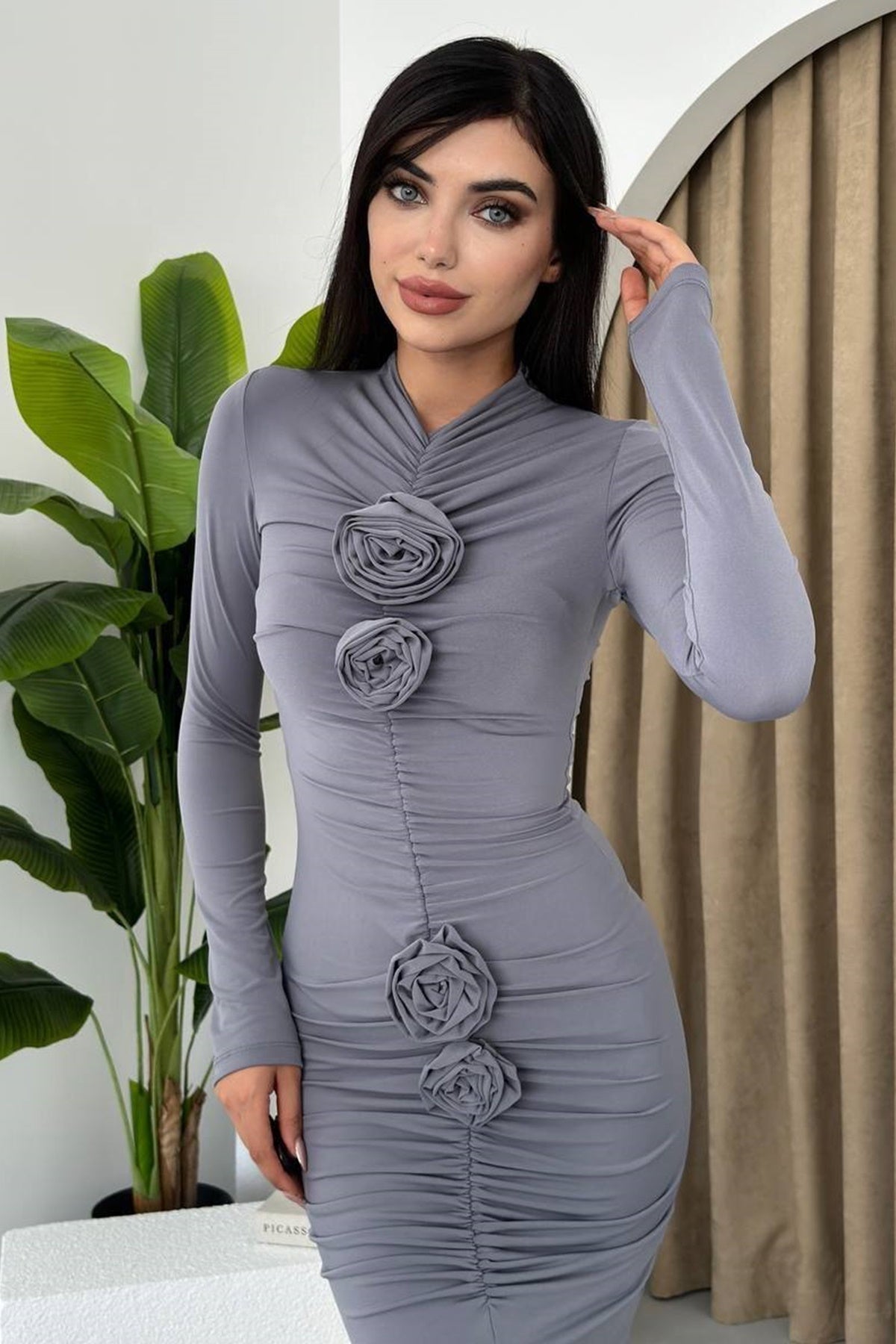 Midi-Abendkleid mit Schlitz