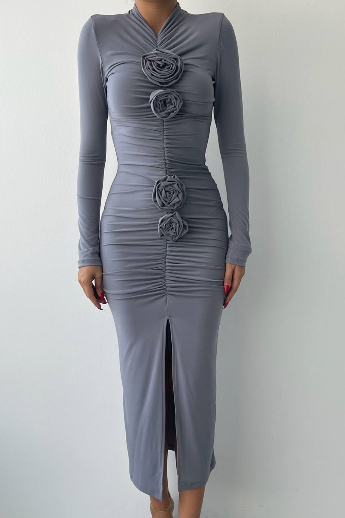 Midi-Abendkleid mit Schlitz