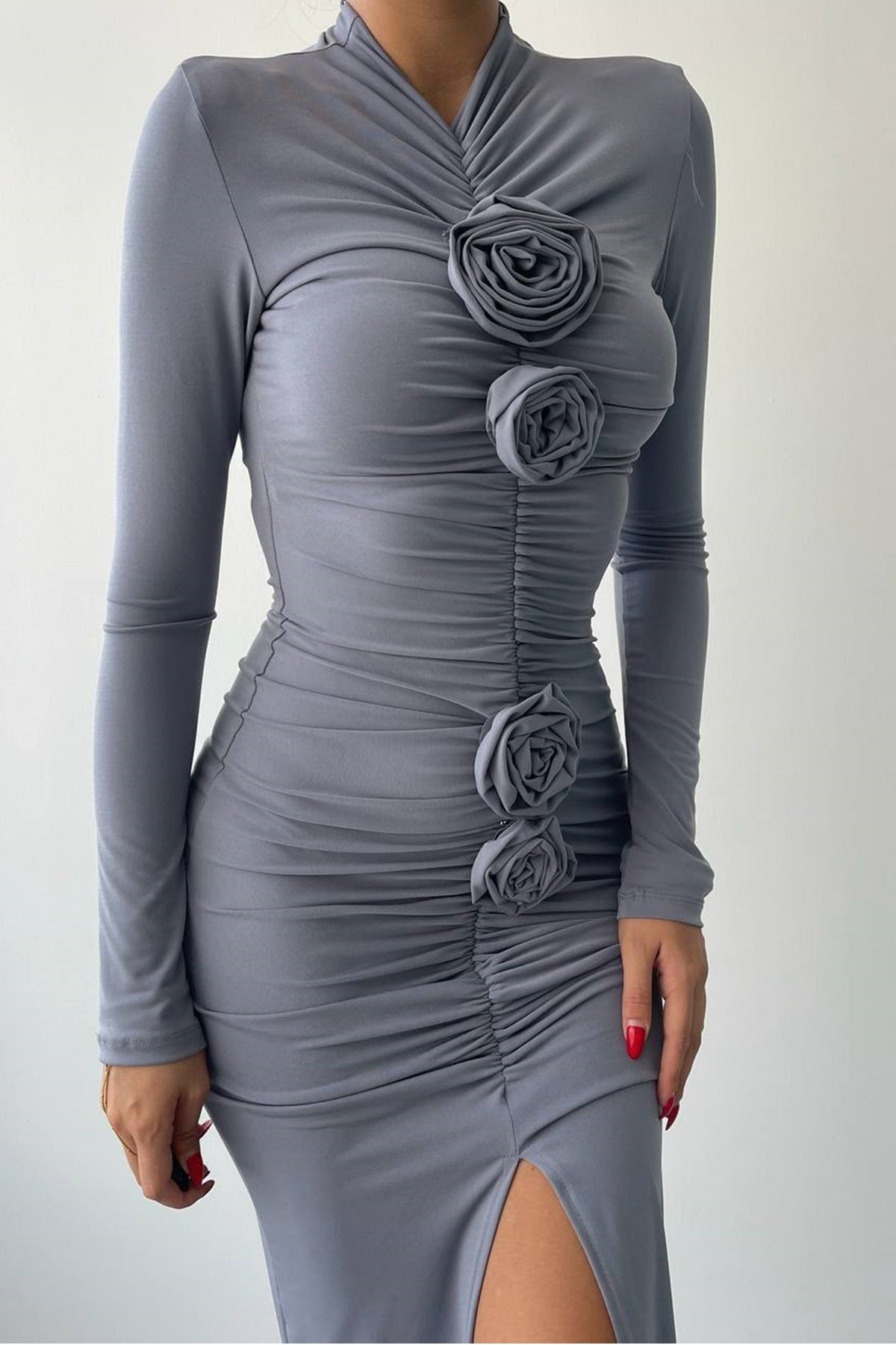 Midi-Abendkleid mit Schlitz