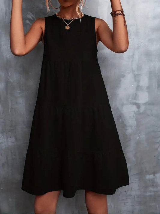 JANE'S Damen Null Ärmel Rundhals Aerobin Kleid