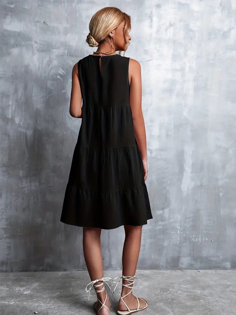 JANE'S Damen Null Ärmel Rundhals Aerobin Kleid