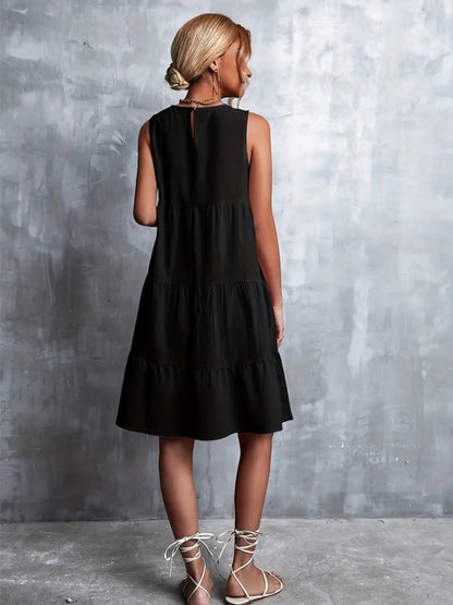 JANE'S Damen Null Ärmel Rundhals Aerobin Kleid