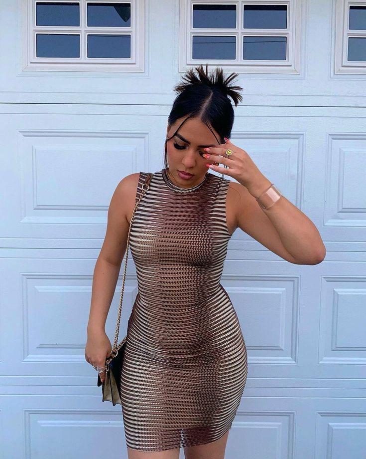JANE'S Damen Null Ärmel Gemustertes Mini Bodycon Tauchkleid