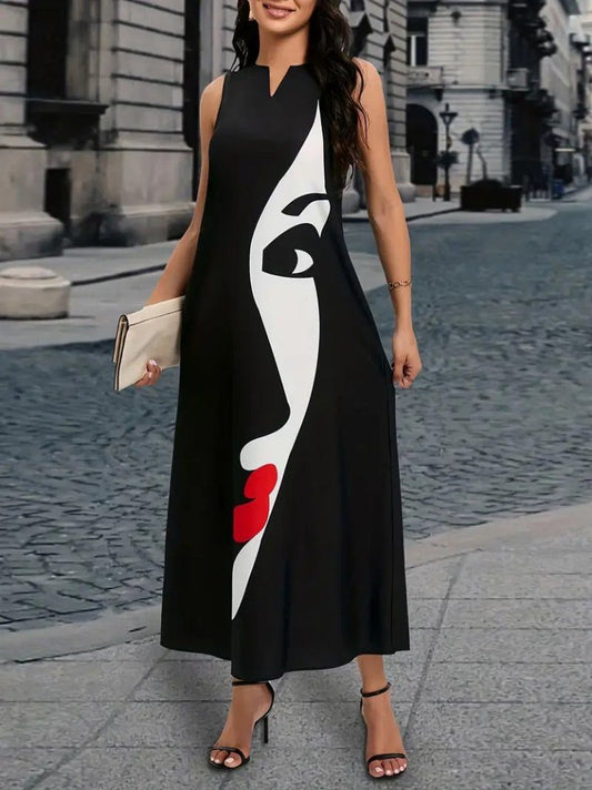 JANE'S Damen V-Ausschnitt Bedrucktes Supreme Kleid
