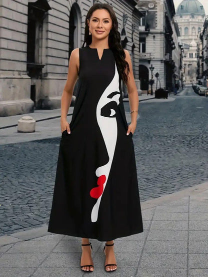 JANE'S Damen V-Ausschnitt Bedrucktes Supreme Kleid