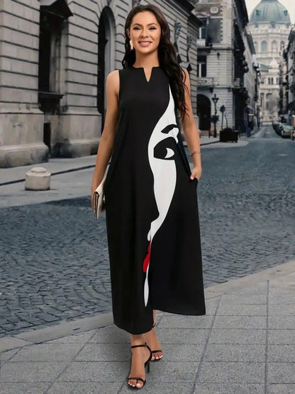 JANE'S Damen V-Ausschnitt Bedrucktes Supreme Kleid