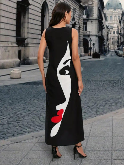 JANE'S Damen V-Ausschnitt Bedrucktes Supreme Kleid