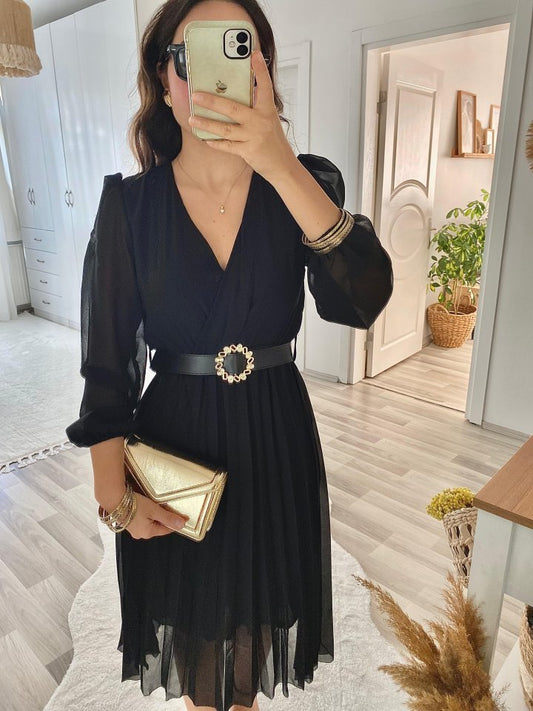 JANE'S Damen Chiffon Gefüttertes Ausgestelltes Midi-Kleid