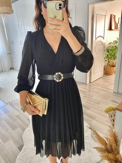 JANE'S Damen Chiffon Gefüttertes Ausgestelltes Midi-Kleid