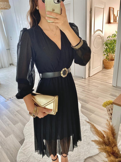 JANE'S Damen Chiffon Gefüttertes Ausgestelltes Midi-Kleid