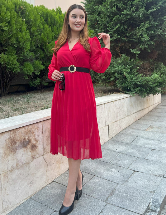 JANE'S Damen Chiffon Gefüttertes Ausgestelltes Midi-Kleid