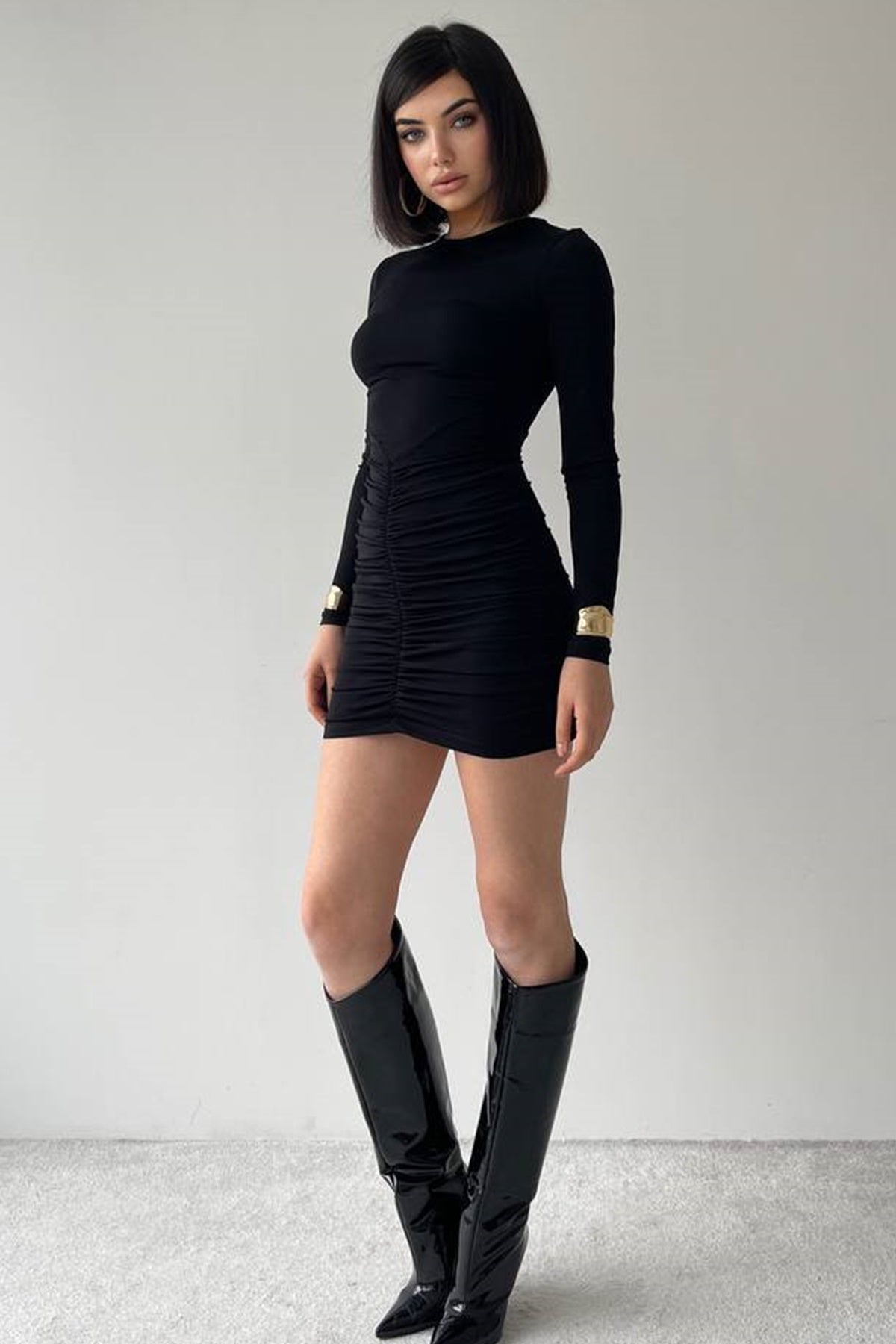 Minikleid mit gerafftem Rock