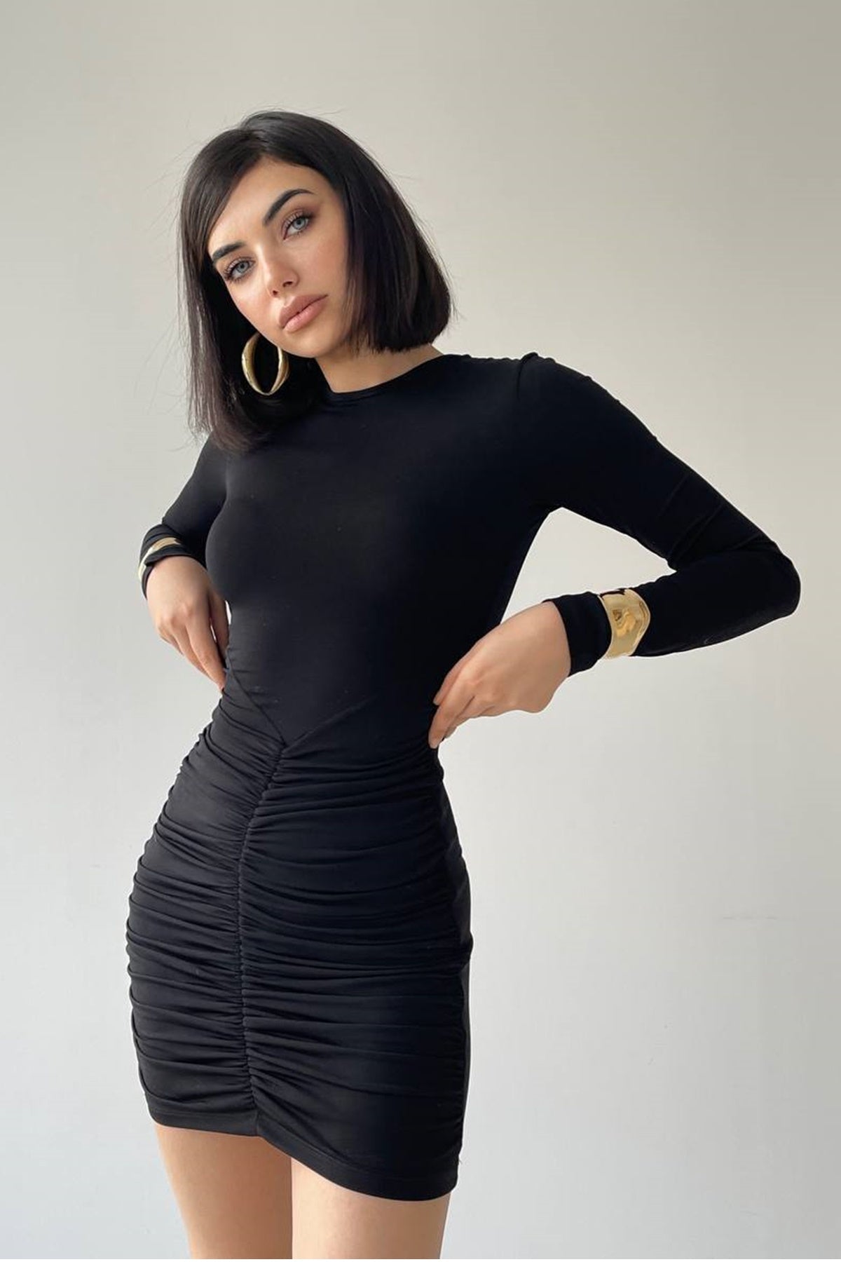 Minikleid mit gerafftem Rock