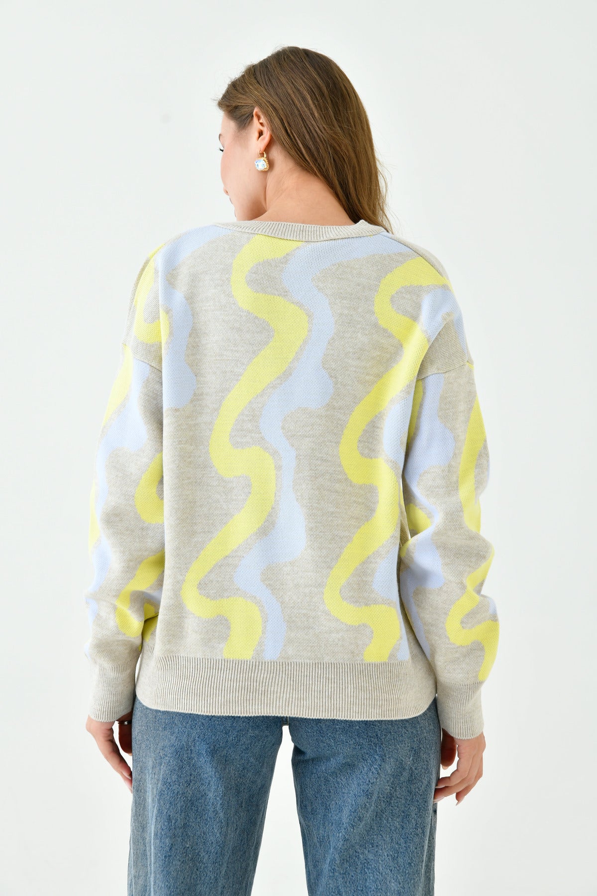 Rundhalspullover mit geometrischem Muster