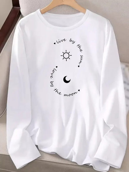 JANE'S Damen Langarm Rundhals Muster Viskose Bluse