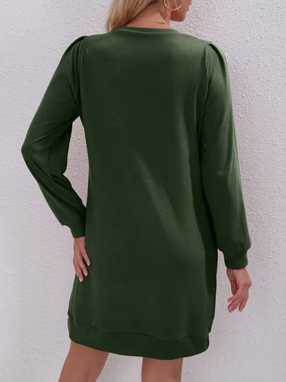 Damen Langarm Fahrrad Hals Zwei Faden Kleid