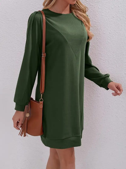 Damen Langarm Fahrrad Hals Zwei Faden Kleid