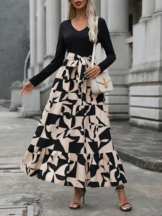 JANE'S Damen Langarm Rundhals Langkleid