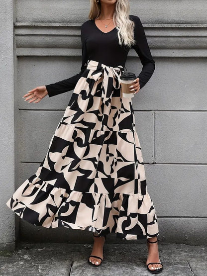 JANE'S Damen Langarm Rundhals Langkleid