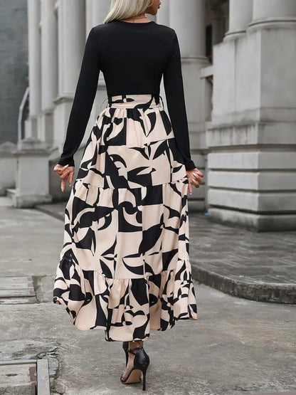 JANE'S Damen Langarm Rundhals Langkleid