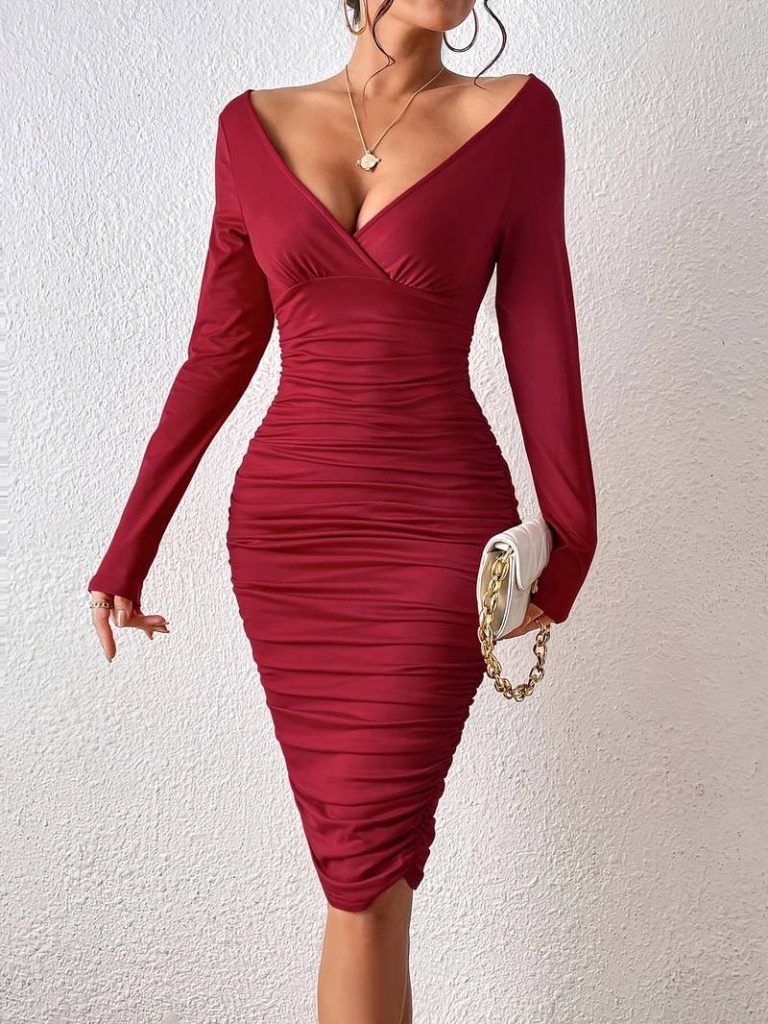 JANE'S Damen Langarm Midi Kleid Sandy
