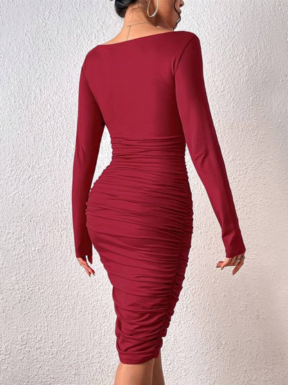 JANE'S Damen Langarm Midi Kleid Sandy