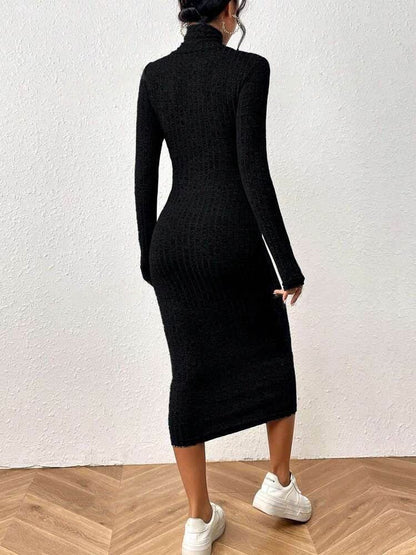 Damen Cross-Neck Detail Shirred Waist Midi Kleid