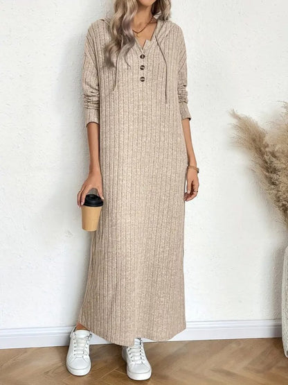 JANE'S Damen Langarm Kapuzen Spitze Camisole Lang Kleid