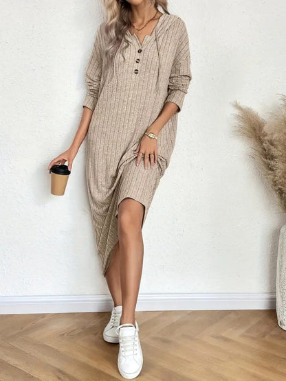 JANE'S Damen Langarm Kapuzen Spitze Camisole Lang Kleid