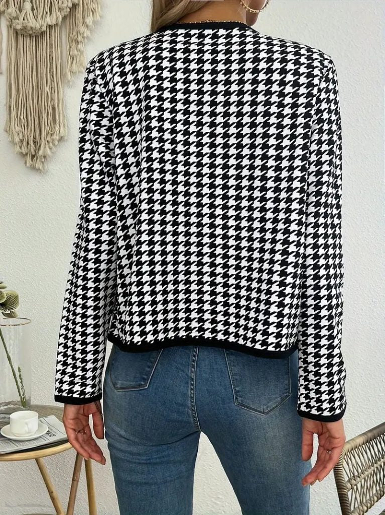 JANE'S Damen Langarm Hahnentrittmuster Tauchjacke