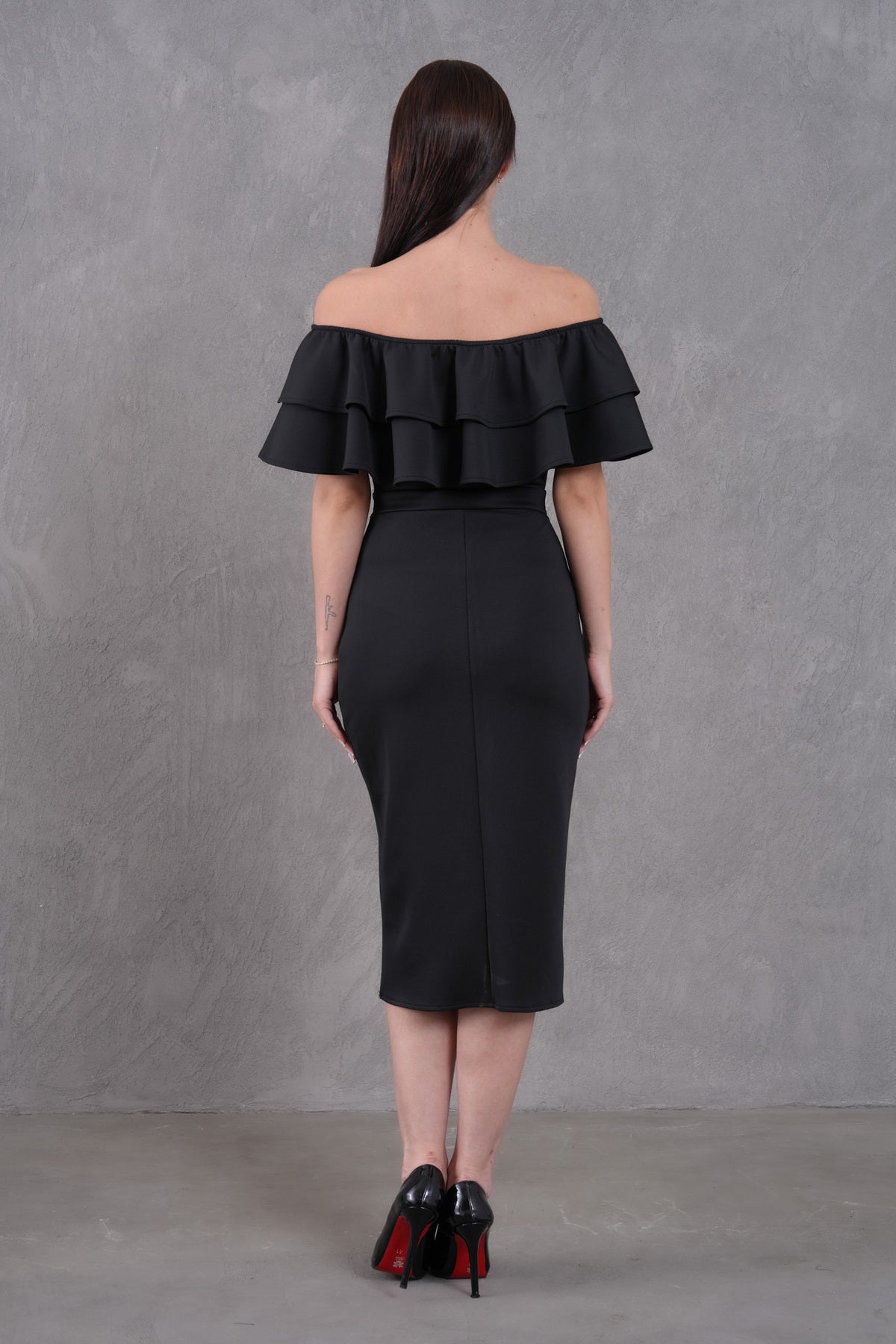 Trägerloses Midi-Bleistiftkleid