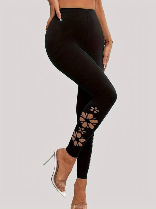 JANE'S Damen Seitlicher Laserblumen Schnitt Hohe Taille Neoprenanzug