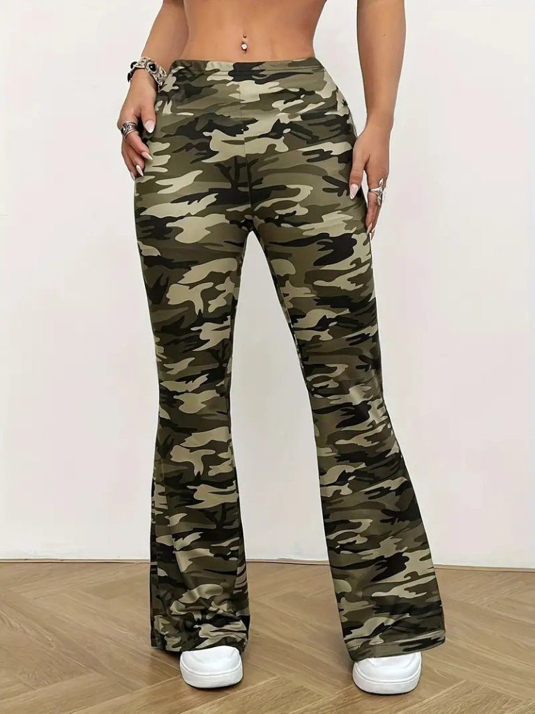 JANES Damen Camouflage Tauch Leggings mit hohem Bund