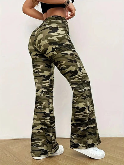 JANES Damen Camouflage Tauch Leggings mit hohem Bund