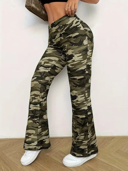 JANES Damen Camouflage Tauch Leggings mit hohem Bund
