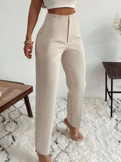 Damen High-Waist Front-Zip Import Crepe Hose